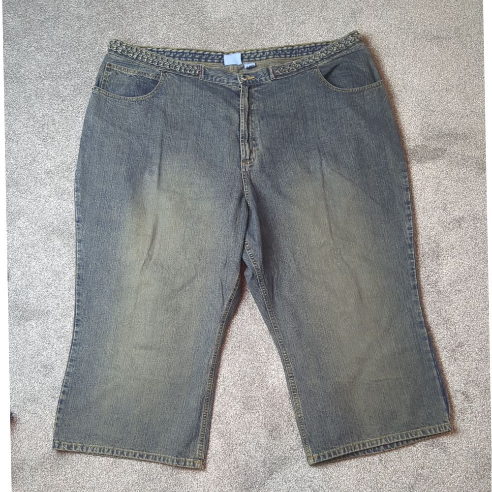Carolina Blues Plus Women's Cropped Distressed Denim‎ Jeans Size 28W